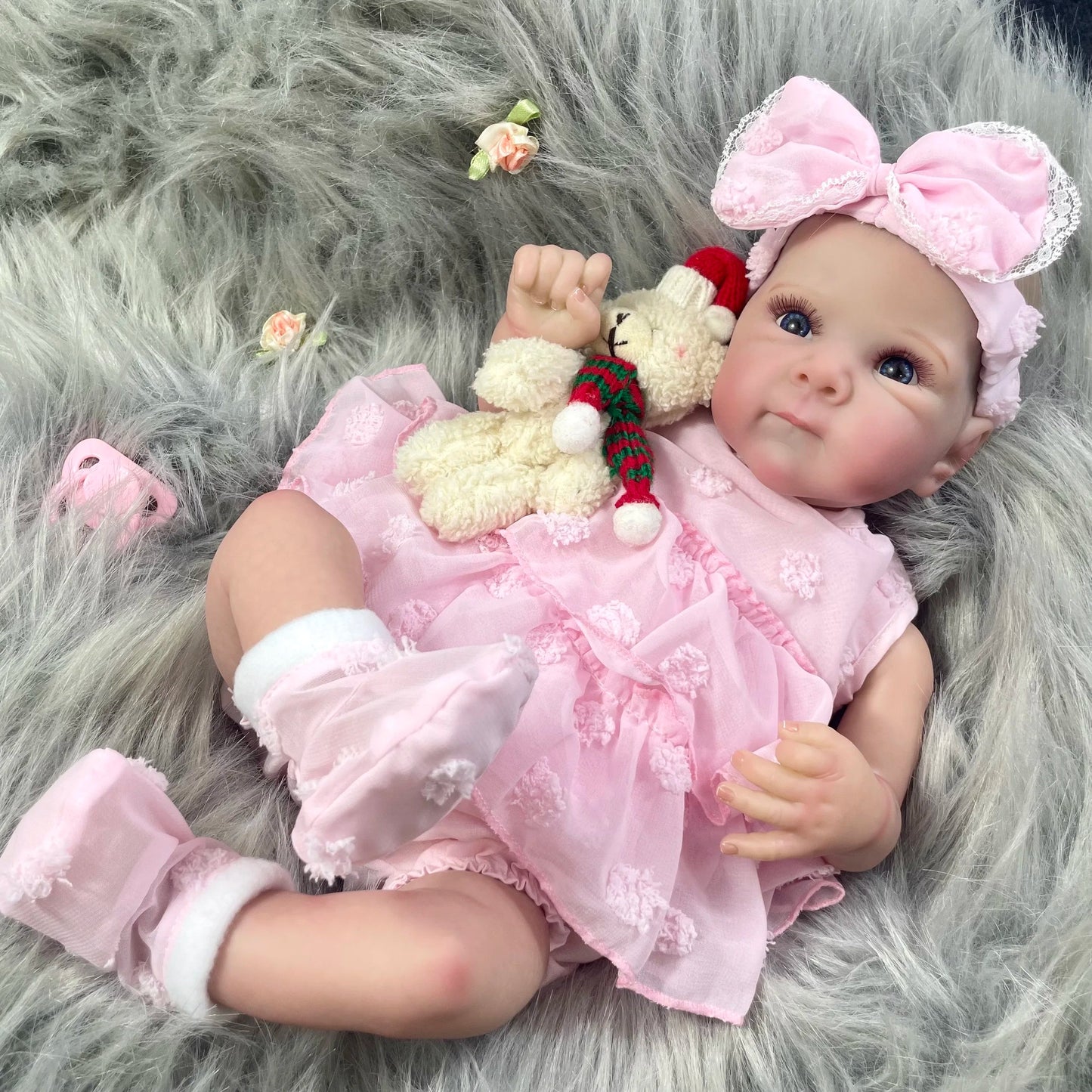 Two Options 18-19 Inch Reborn Baby Doll Girl Bettie Face Newborn Vinyl or Cloth 3D Skin Visible Veins Handmade Christmas Gift ALPENZO