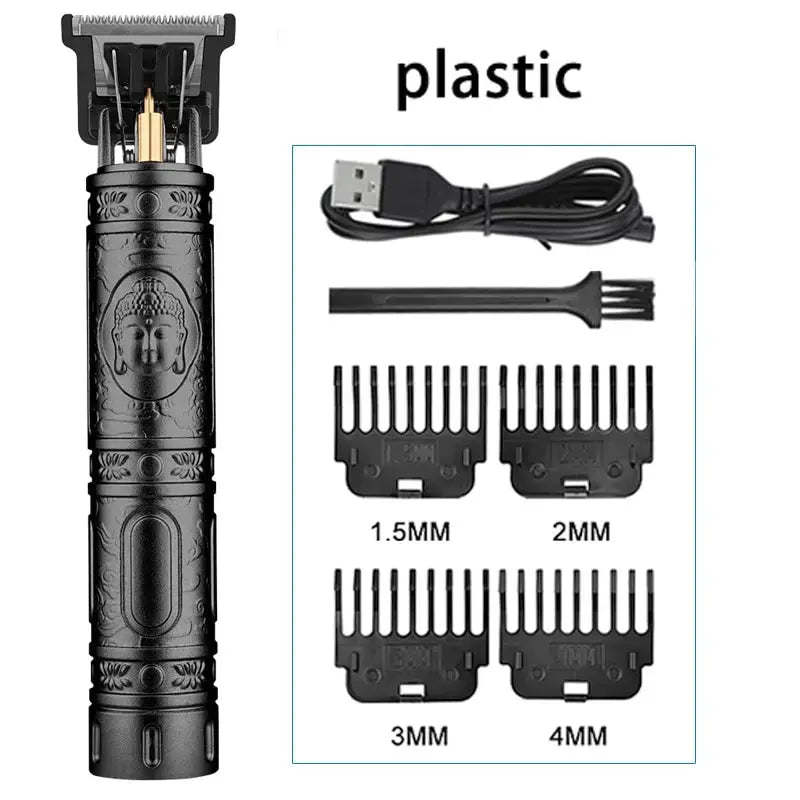 Vintage T9 Electric Hair Cutting Machine Hair Clipper Professional Men Shaver Rechargeable Barber Trimmer for Men Dragon Buddha - ALPENZO
