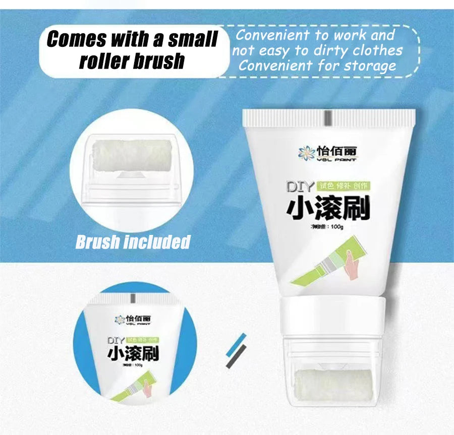 100g White Pink Wall Small Roller Brush Paint Interior Wall Repair Household Wall Graffiti Repair Environmental Protection Paint - ALPENZO