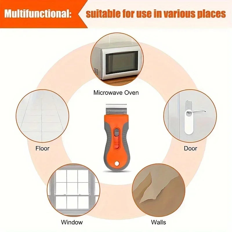 1 Set Glue removal blade With 10 Blades, Telescopic Adjustment Knife, Cleaning Scraper Tool For Removing Labels,Stickers,Paint - ALPENZO