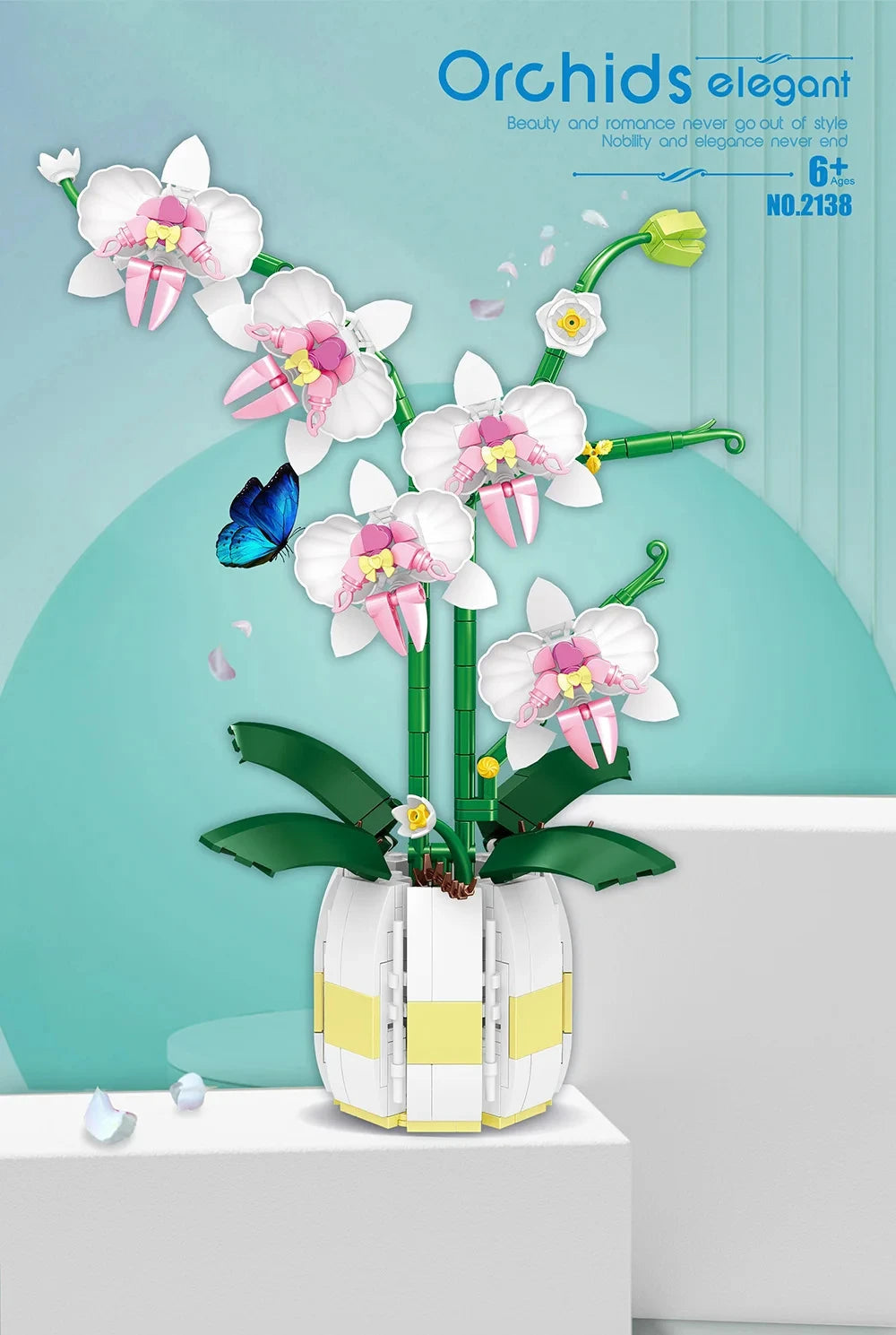 616PCS Orchid Building Blocks Flowers Bouquet Flower Blocks Bonsai Plant Model Bricks Romantic Home Decoration Toy For Kids Gift ALPENZO