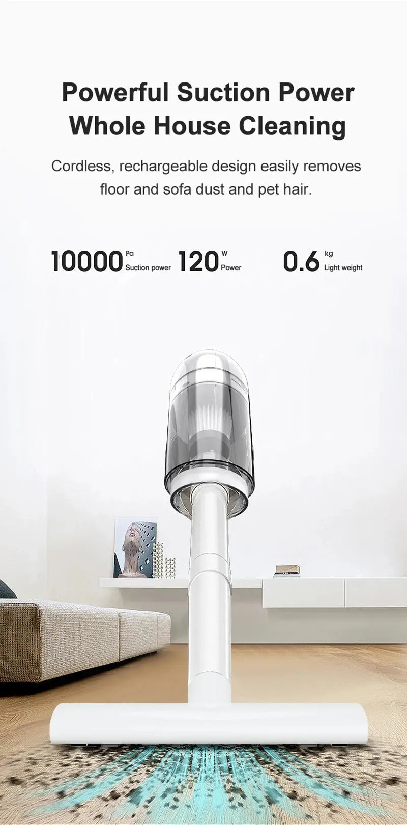 Handheld Home Vacuum Cleaner Rechargeable Portable Vacuum Cleaner Car Home Dual Purpose Wireless Dust Catcher Pet Hair 10000PA - ALPENZO