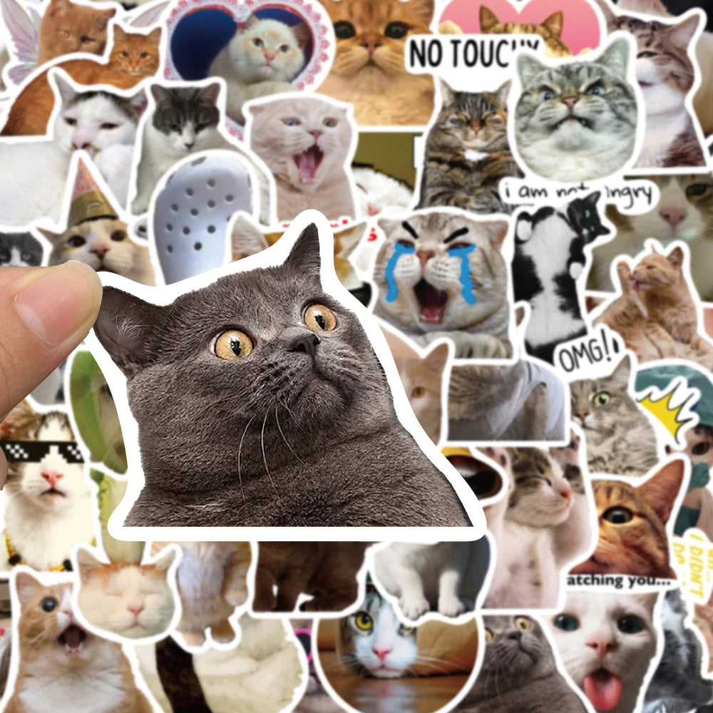 10/30/50pcs Kawaii Cat Meme Stickers Graffiti Notebook Luggage Laptop Phone Stationery Cute Cartoon Decals DIY Waterproof Toys ALPENZO