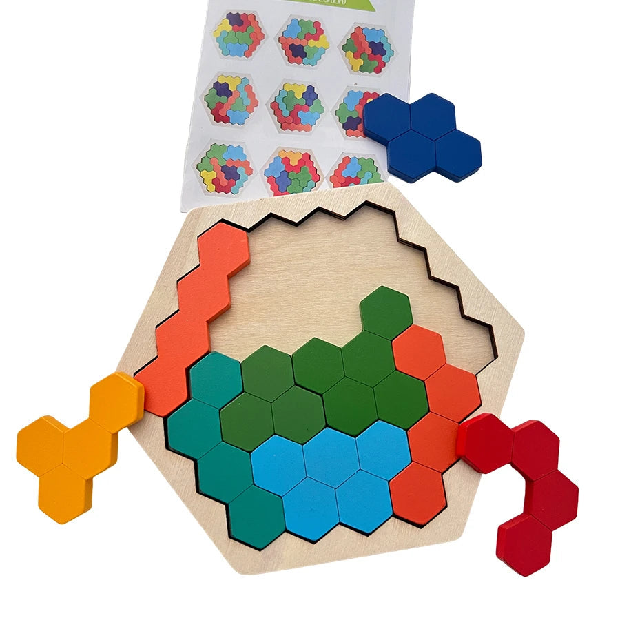 Wooden Tangram Jigsaw DIY Puzzle Kids Learning Educational Toys for Children Thinking Training Wood Toy Puzzles Montessori Games ALPENZO