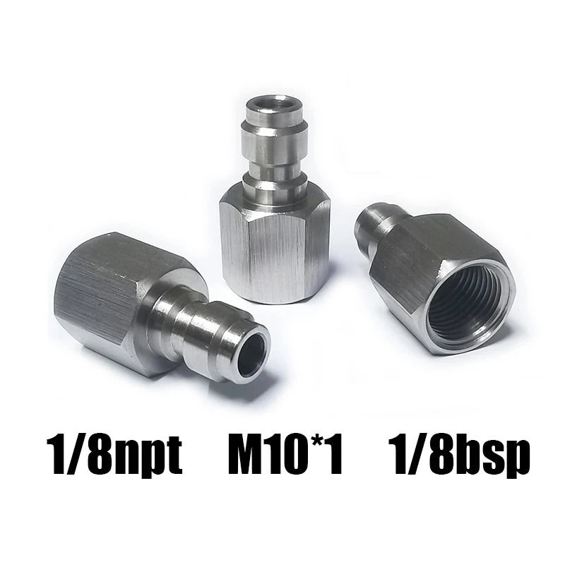 HPA Air Quick Disconnect Male Female Adaptor 8mm Fill Nipple High Pressure 1/8NPT 1/8BSP M10*1 M8*1 Stainless Steel