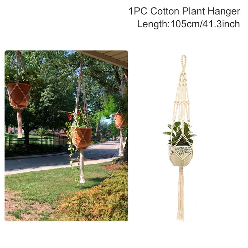 Hanging Plant Handmade Macrame Plant Hanger Flower Pot Planter Hanger Wall Decor Courtyard Garden Hanging Planter Hanging Basket - ALPENZO