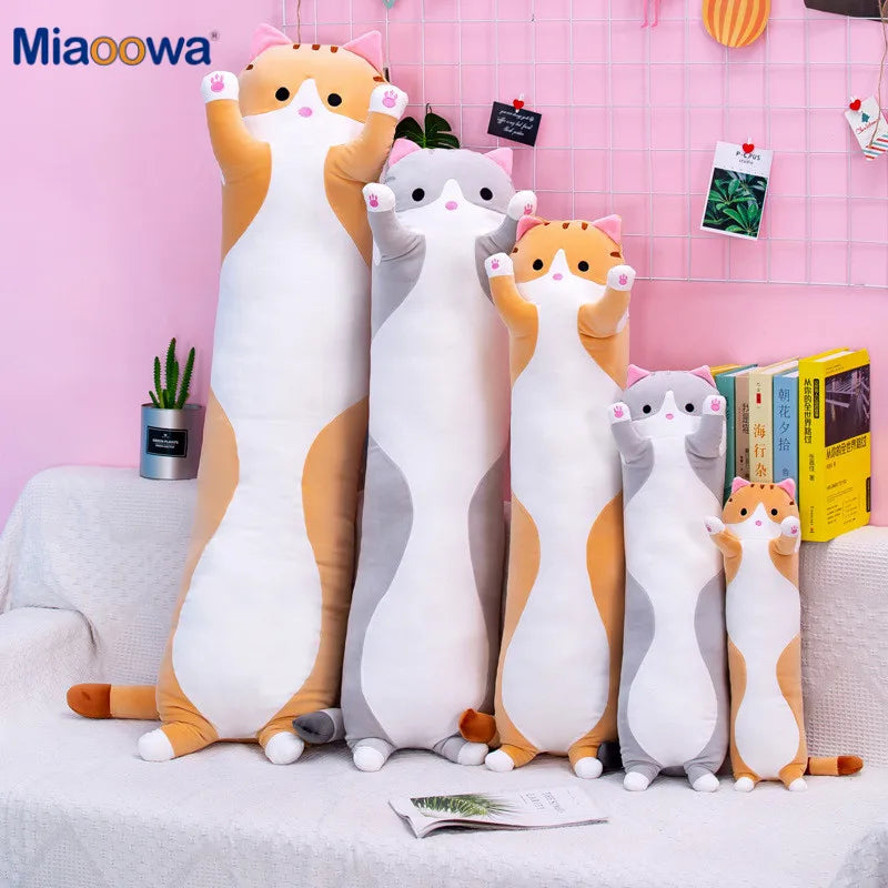 50/70cm Cute Soft Long Cat Plush Toys Stuffed Pause Office Nap Pillow Bed Sleep Home Decor Gift Doll for Kids Girl ALPENZO