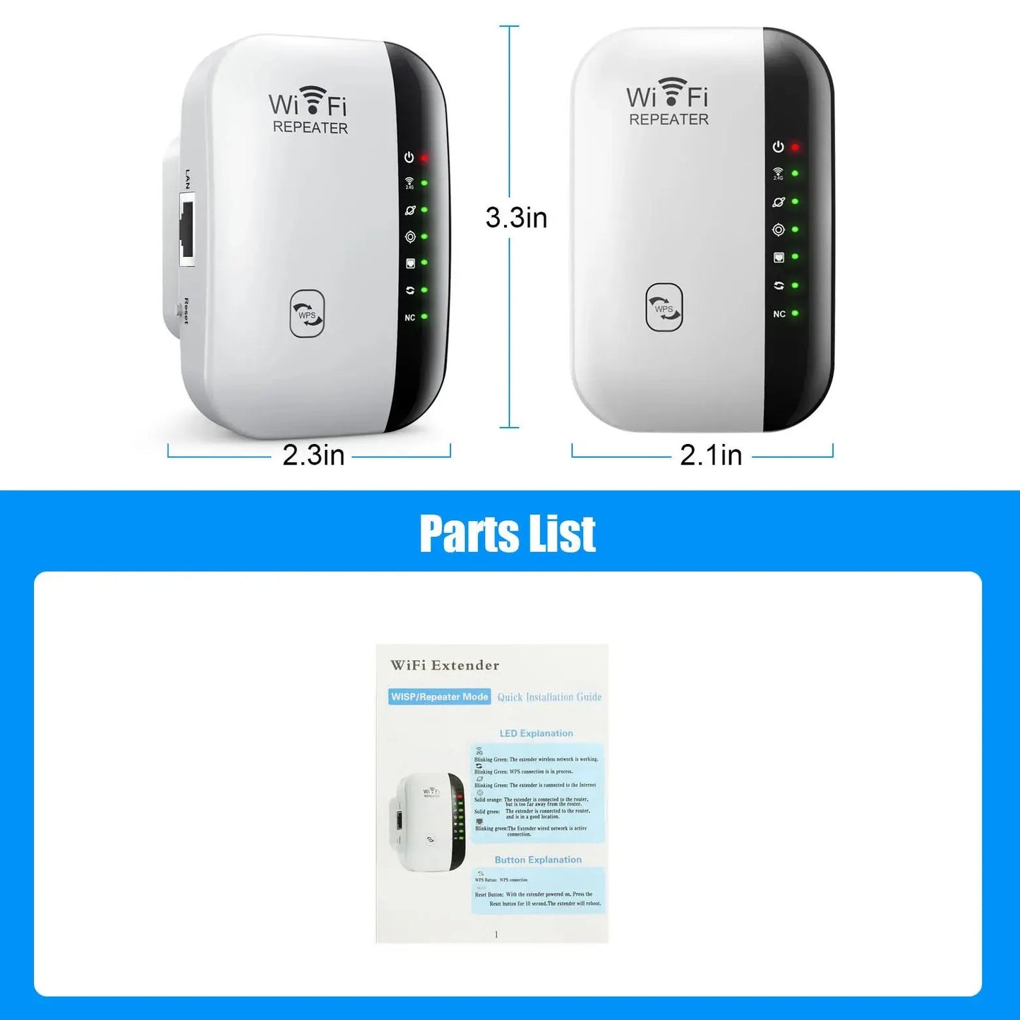 Wireless WiFi Repeater 300Mbps WiFi Extender Amplifier Booster Router 802.11N WPS Long Range 7 Status Light WiFi Repeater for PC - ALPENZO