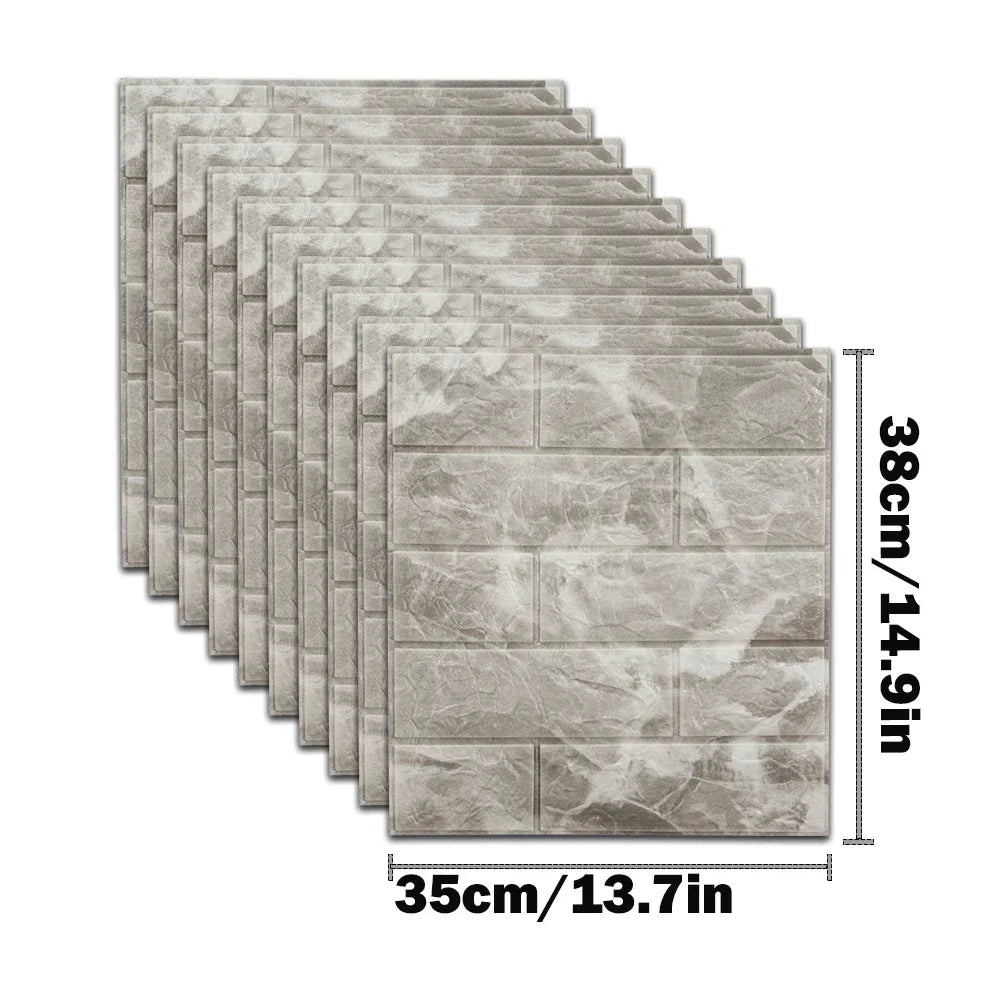10pcs Self Adhesive Decor 3D Foam Wall Stickers Pane Room Waterproof peel and stick Brick Wallpaper for Interior Decoration - ALPENZO