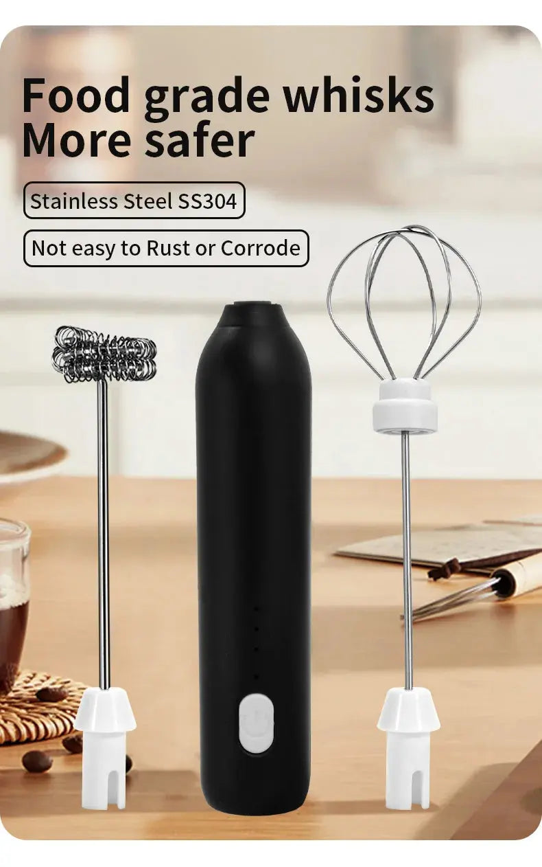 Wireless Milk Frother Electric Type-C Handheld Blender Stainless Steel Mini Coffee Maker Whisk Mixer For Coffee Cappuccino Cream - ALPENZO