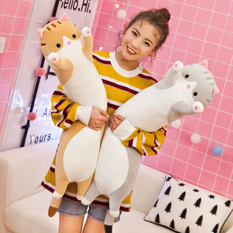 50-70cm Long Cat Plush Toys Cute Animal Cat Creative Long Soft Toys Office Break Nap Sleeping Pillow Stuffed Gift Doll For Kids ALPENZO