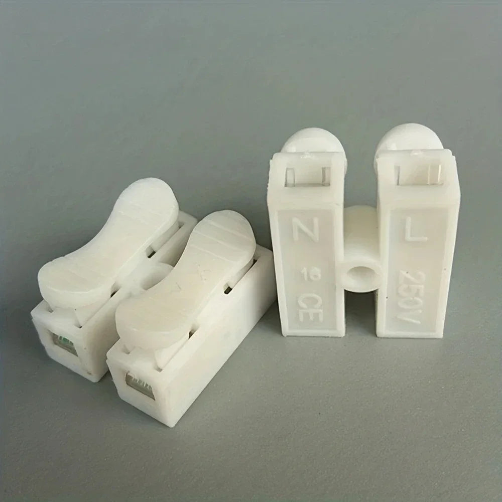 Nenhuma solda solda rápida 2P cabo fio conector, nenhum parafuso bloco terminal, braçadeira de mola, 20pcs - ALPENZO