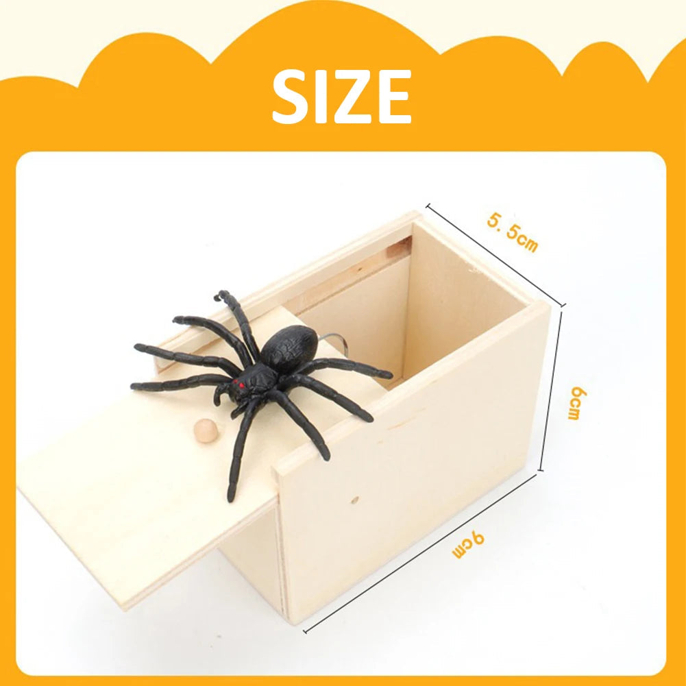 Trick Spider Funny Scare Box Wooden Hidden Box Quality Prank Wooden Scare Box Fun Game Prank Trick Friend Office Toys ALPENZO