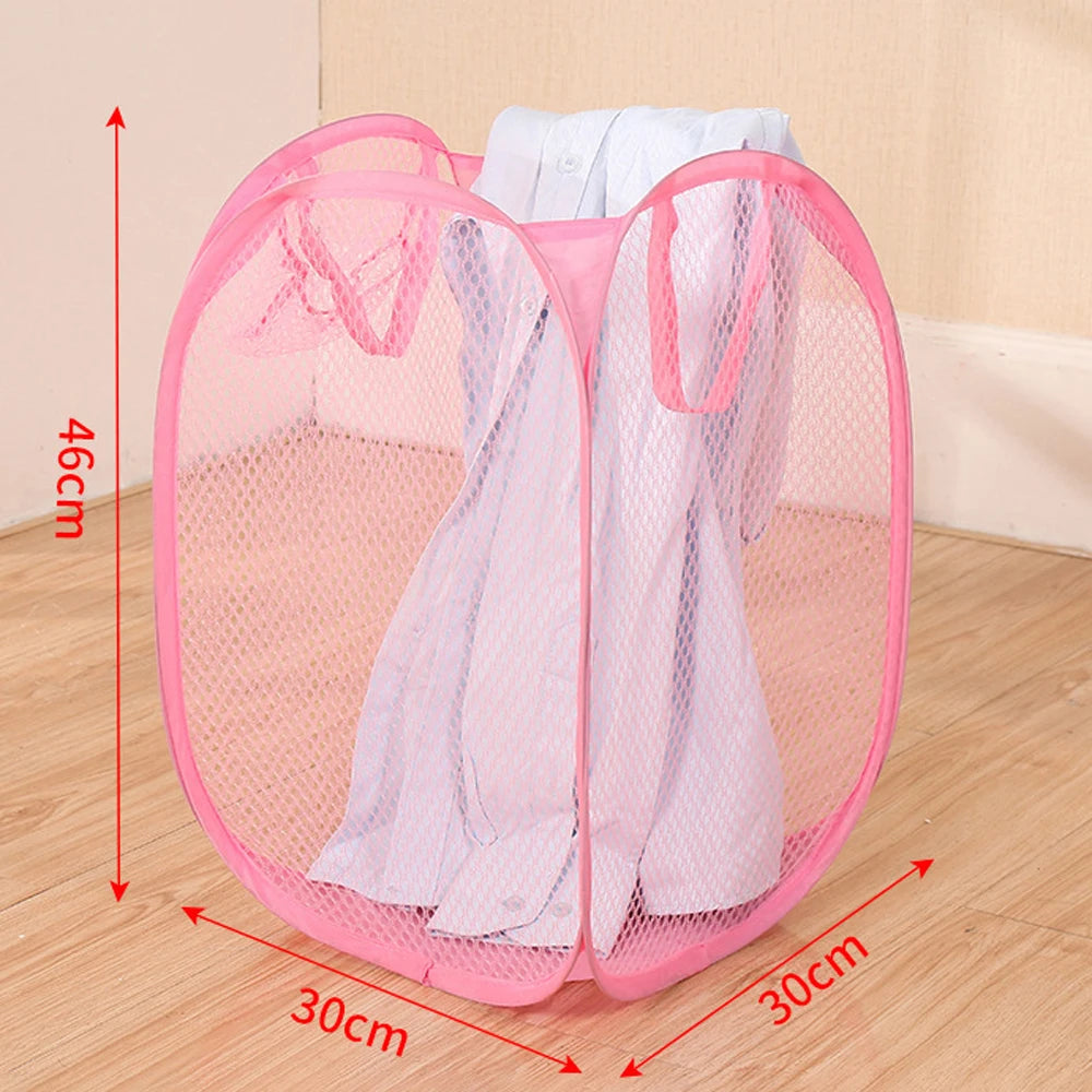 Folding Dirty Laundry Sorting Basket Washing Frame Bathroom Cloth Mesh Storage Bag Frame Bucket Laundry Organizers Storage Pouch - ALPENZO