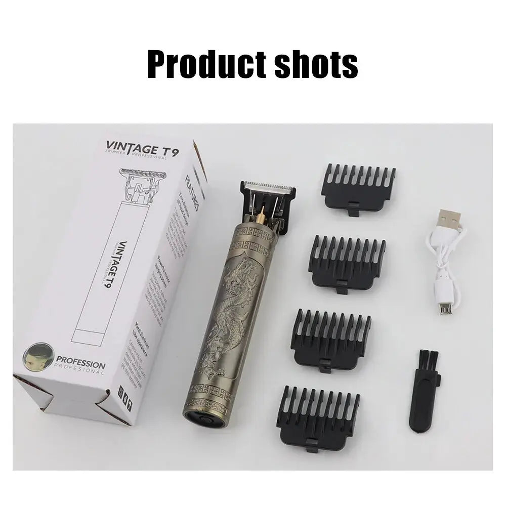 Vintage T9 Electric Hair Cutting Machine Hair Clipper Professional Men Shaver Rechargeable Barber Trimmer for Men Dragon Buddha - ALPENZO