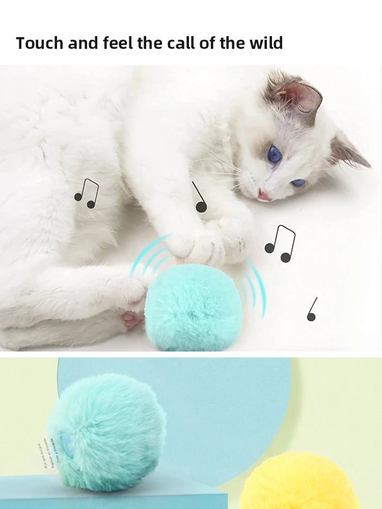 Interactive Ball Smart Cat Toys Plush Electric Catnip Training Toy Kitten Touch Sounding Pet Product Squeak Toy Ball - ALPENZO