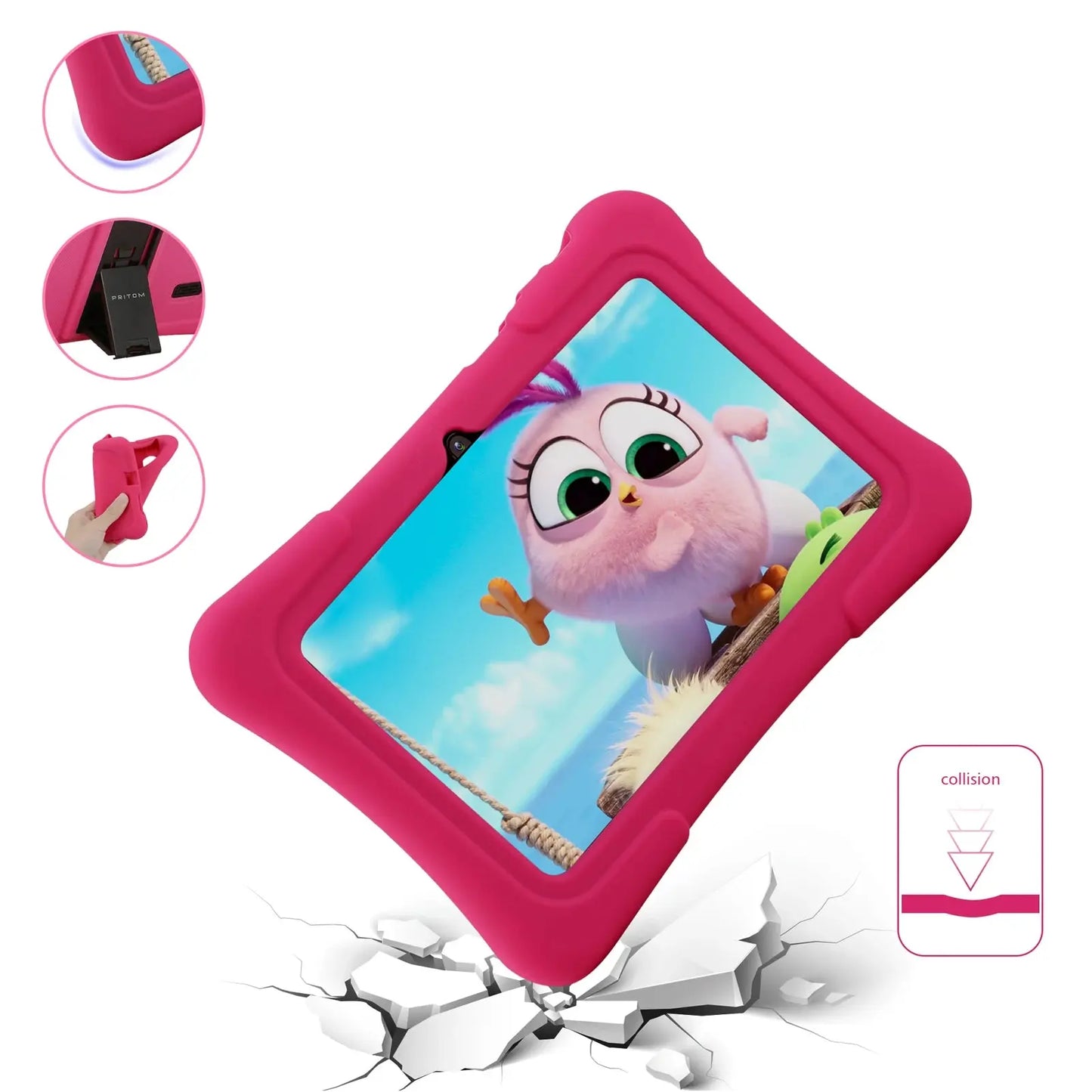 PRITOM 7 Inch Kids Tablet Quad Core Android 10 32GB WiFi Bluetooth Educational Software Installed - ALPENZO