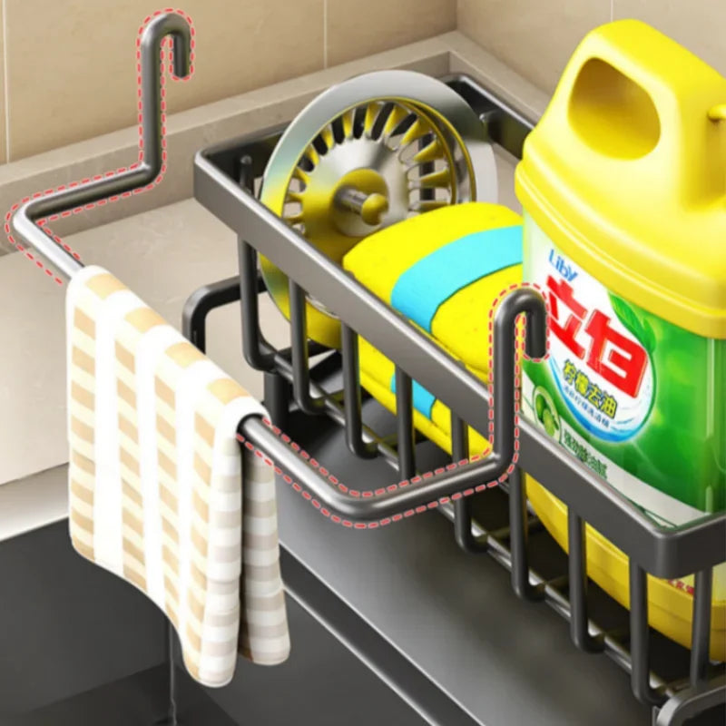 Kitchen Shelf Rag Storage Drainage Shelf No-Punch Storage Rack Home Spice Rack Sink Tap Sink Drainage Rack Kitchen Accessories - ALPENZO