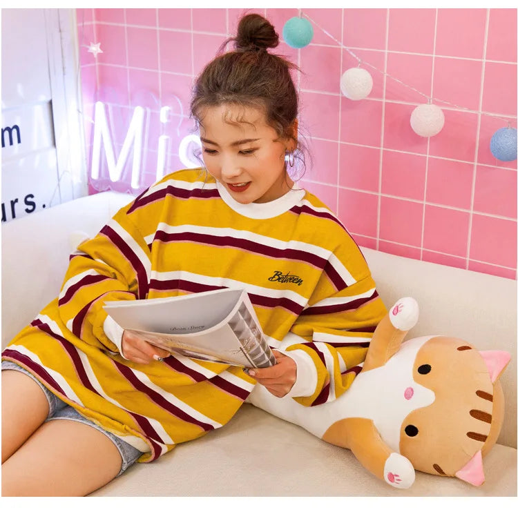 50-70cm Long Cat Plush Toys Cute Animal Cat Creative Long Soft Toys Office Break Nap Sleeping Pillow Stuffed Gift Doll For Kids ALPENZO