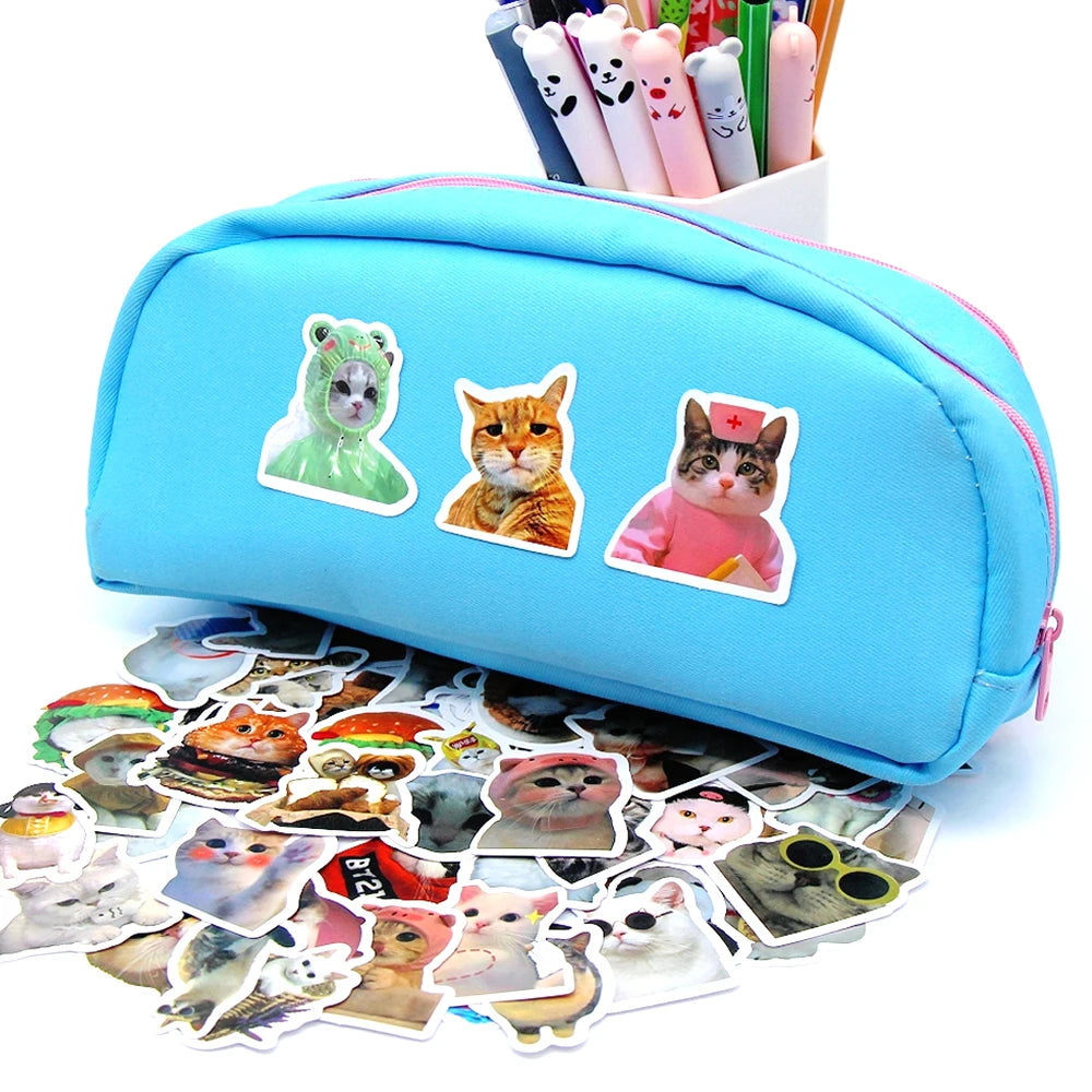 10/50/100pcs Funny Cat Stickers Cartoon Cute Decals Toy Stationery Guitar Phone Bicycle Laptop Luggage Car Graffiti Kids Sticker ALPENZO
