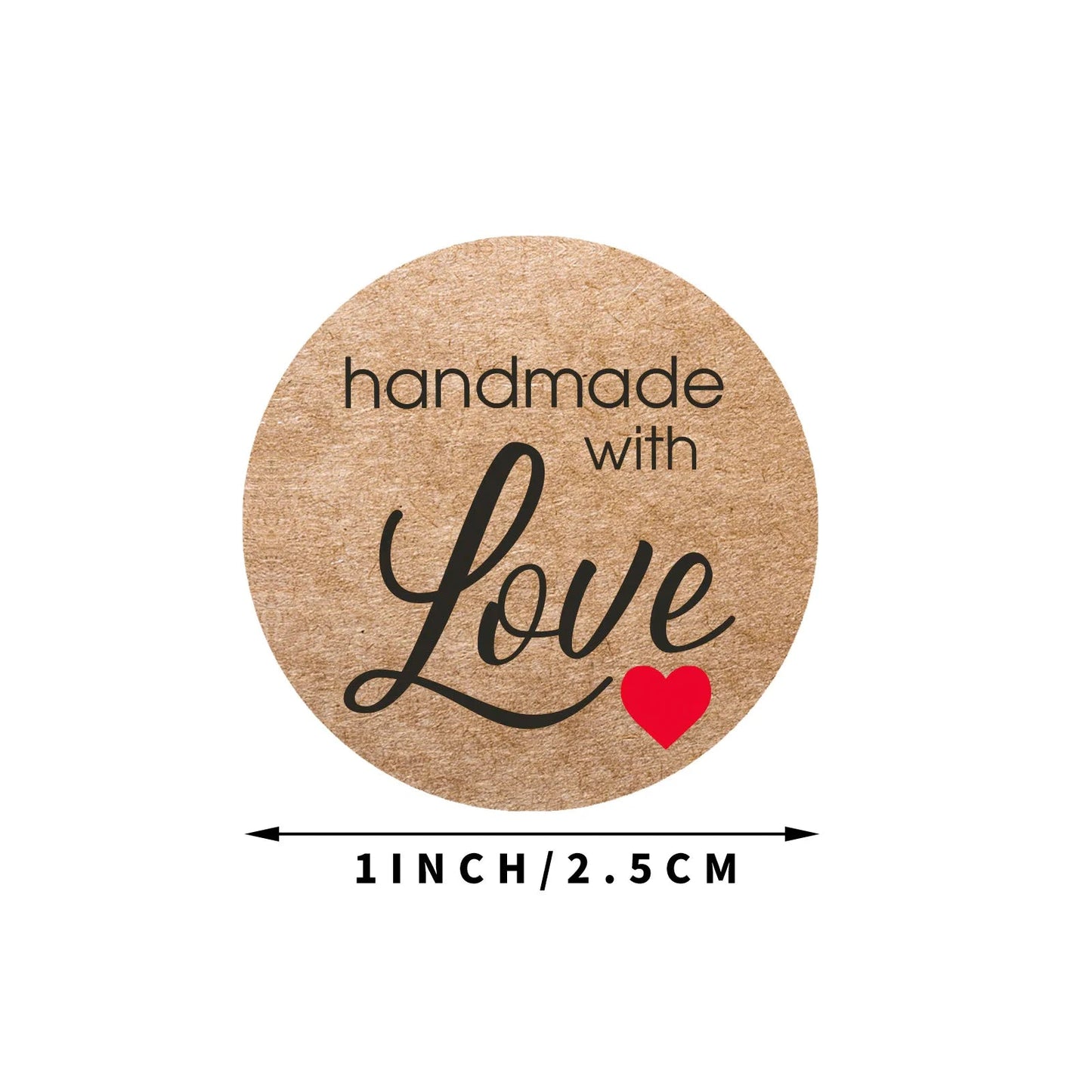 100-500pcs 1inch Vintage Kraft Paper Handmade With Love Stickers for Package Thank You Stationery Adhesive Labels Baking Seals ALPENZO