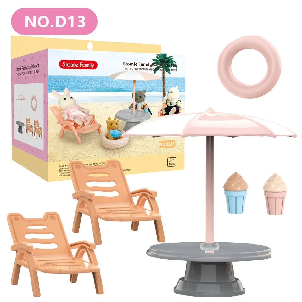 1:12 Miniature Furniture Forest Family Kitchen Toy Dining Table Dollhouse Accessories Bathroom Pretend Play For Girl Gifts Toys ALPENZO