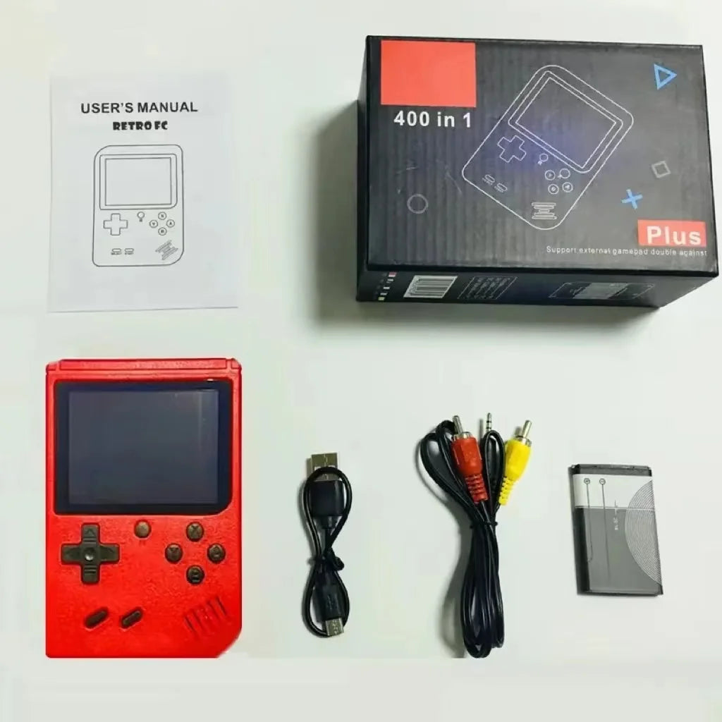 A Red Retro Classic Games Children's Handheld Small Game Console With 400 Game Charging Can Be Connected To The TV ALPENZO