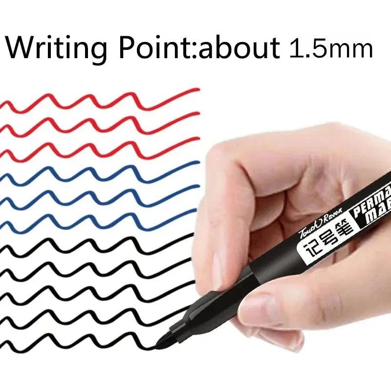 Permanent Marker Pen Drawing Markers Black Blue Red Waterproof Ink Sketch Pens Stationery Art School Supplies For Glass Metal ALPENZO