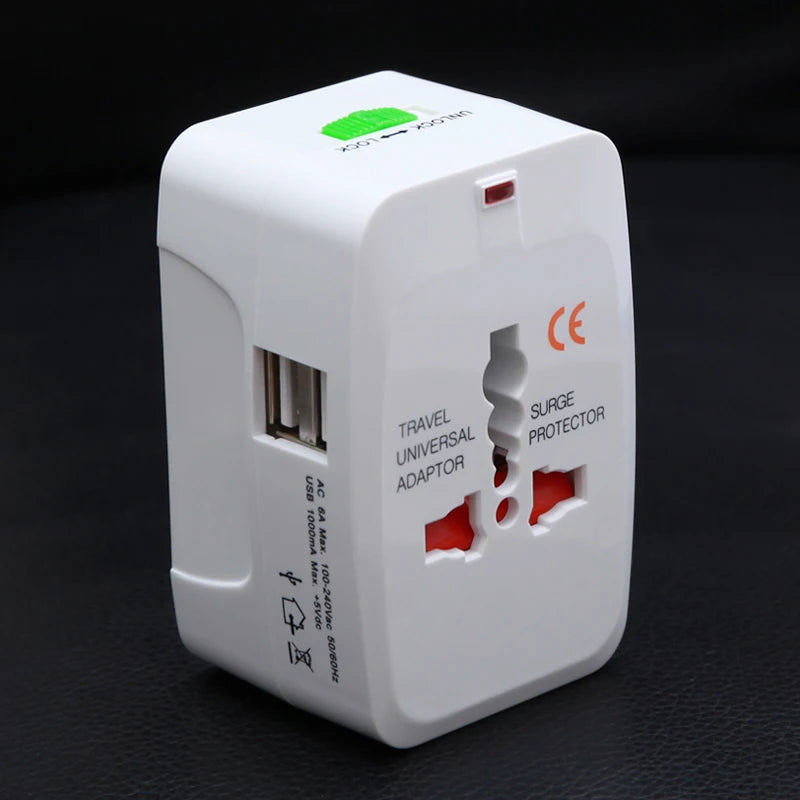 Power Plug, Global International All-in-One Travel Adapter Dual USB Charging Port For US EU UK Australia Universal Wall AC - ALPENZO