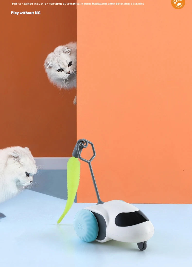 Smart Interactive Cat Toy Car Auto-Running Pet Vehicle with Obstacle Detection Durable for Indoor Cats Play - ALPENZO