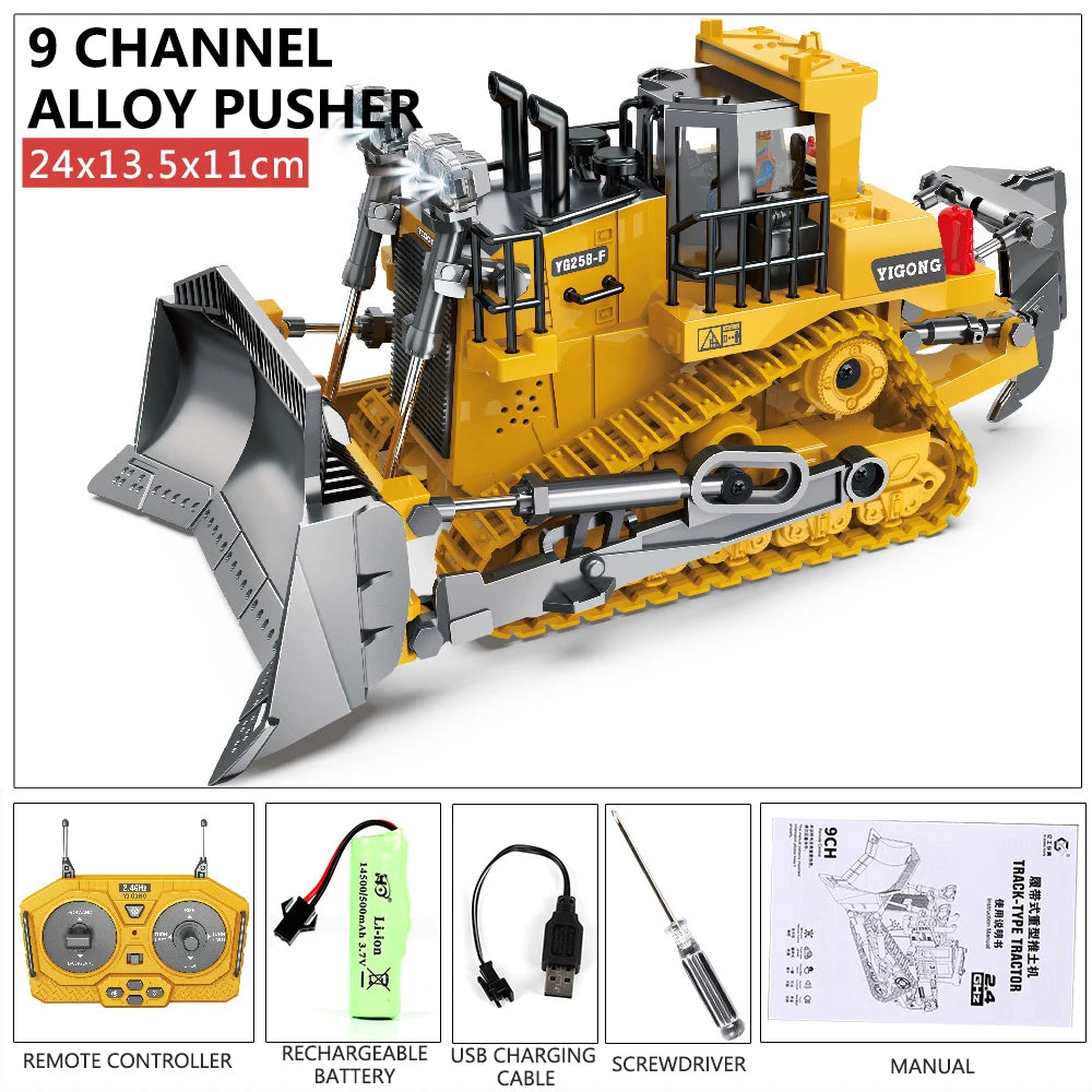 RC Excavator Dumper Car 2.4G Remote Control Engineering Vehicle Crawler Truck Bulldozer Toys for Boys Kids Christmas Gifts ALPENZO