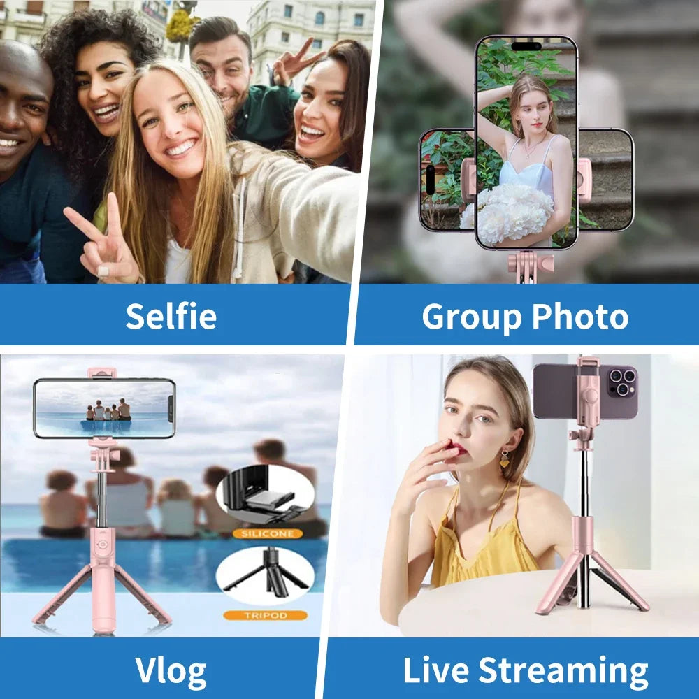 Wireless Selfie Stick Tripod Stand with Detachable Remote for iPhone Mobile Phone Tiktok Live Streaming - ALPENZO