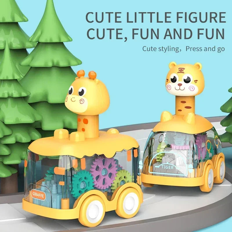 Press Gear Car Children's Toy Car Pull Back Boy Children Inertial Car Puzzle Animals Car ALPENZO
