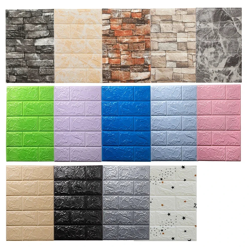 10pcs Self Adhesive Decor 3D Foam Wall Stickers Pane Room Waterproof peel and stick Brick Wallpaper for Interior Decoration - ALPENZO