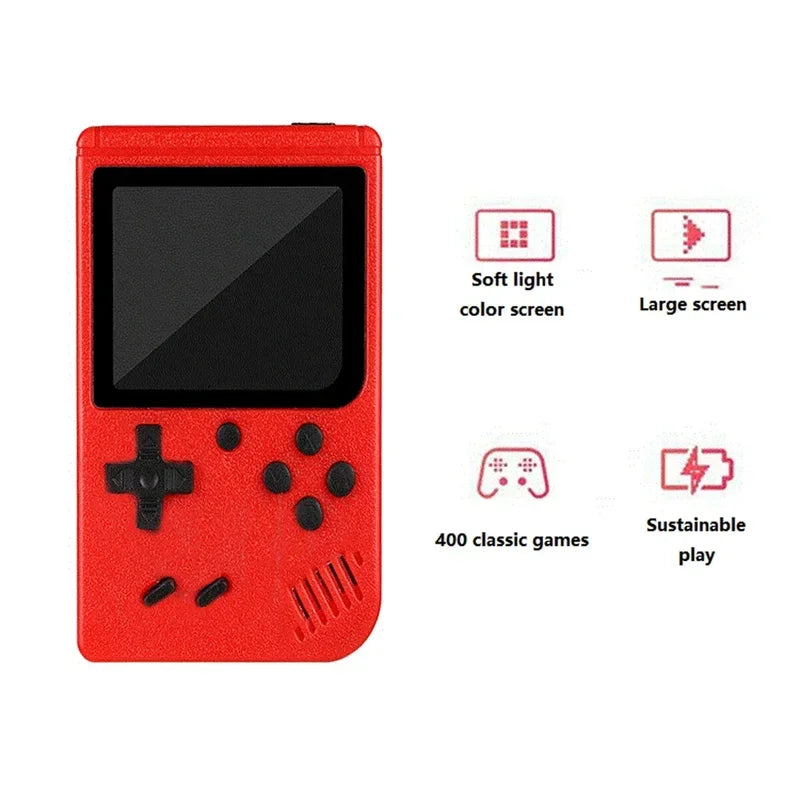 A Red Retro Classic Games Children's Handheld Small Game Console With 400 Game Charging Can Be Connected To The TV ALPENZO