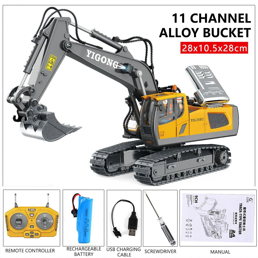 RC Excavator Dumper Car 2.4G Remote Control Engineering Vehicle Crawler Truck Bulldozer Toys for Boys Kids Christmas Gifts ALPENZO