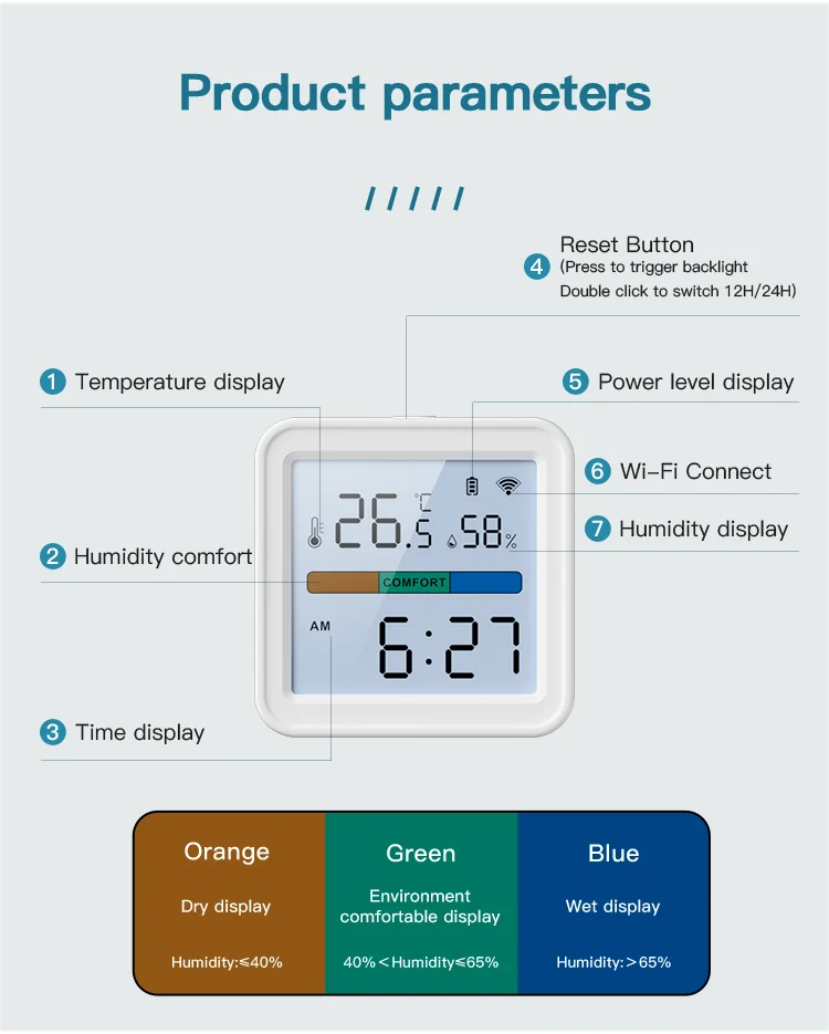 Tuya WiFi Temperature Humidity Sensor Smart Life Backlight Hygrometer Thermometer Sensor For Smart Home - ALPENZO