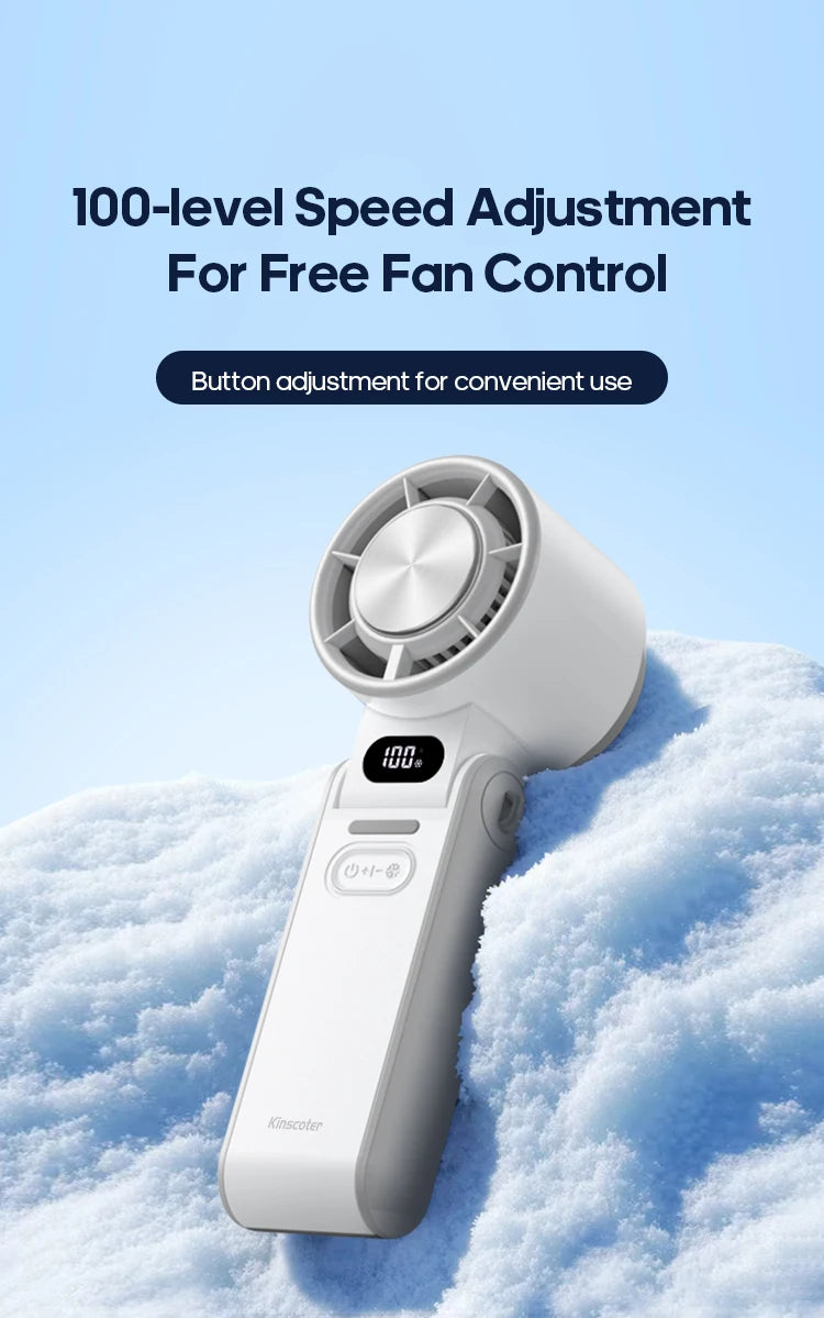 KINSCOTER Outdoor Foldable Portable Handheld Fan Mini Cooling Rechargeable 3600mAh 100-level Free Control High Speed Turbo Fan ALPENZO