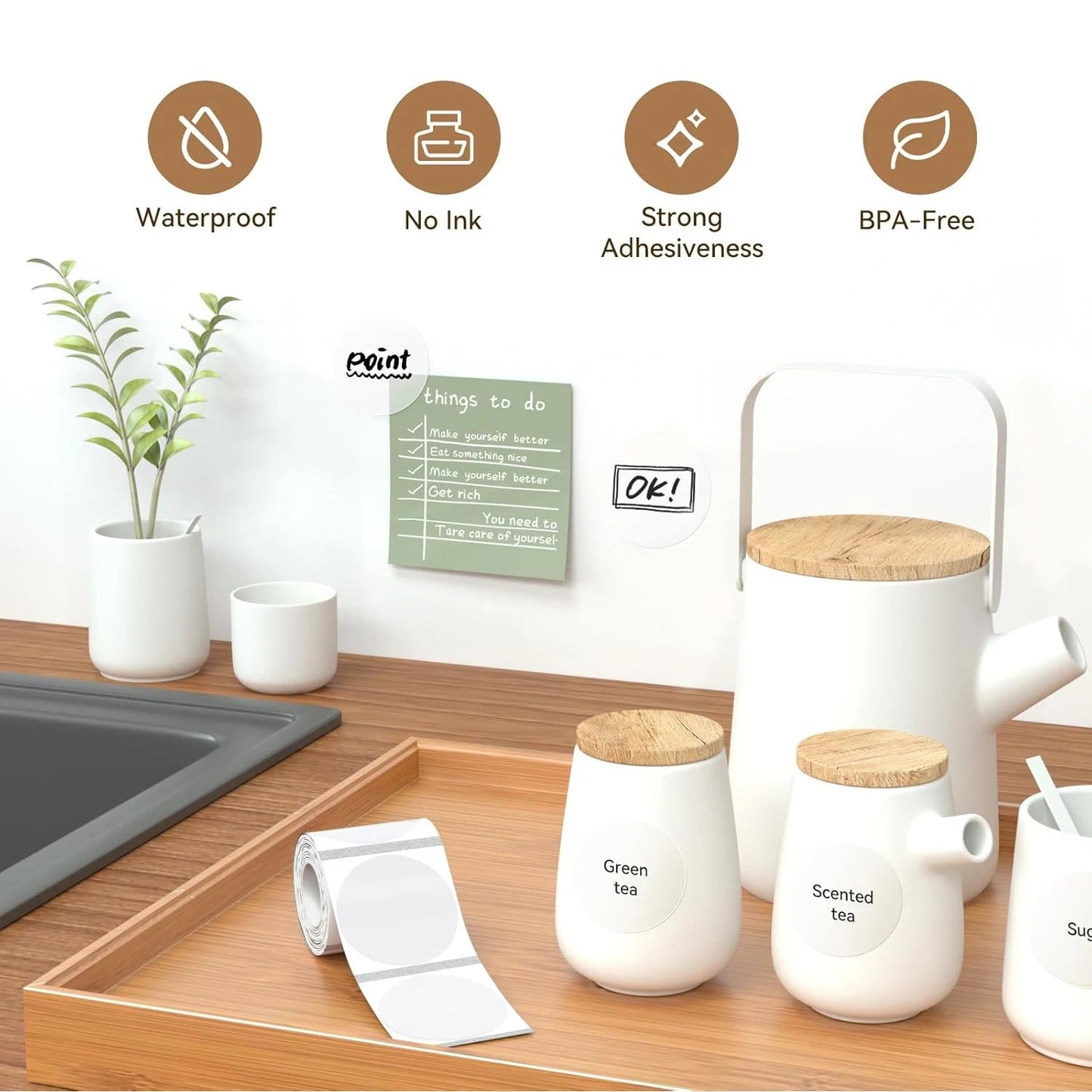NiiMBOT B21 B1 B3S Round Label Printing Sticker Self-adhesive Thermal Waterproof Digital Number Cake Sealing Sticker Paper ALPENZO