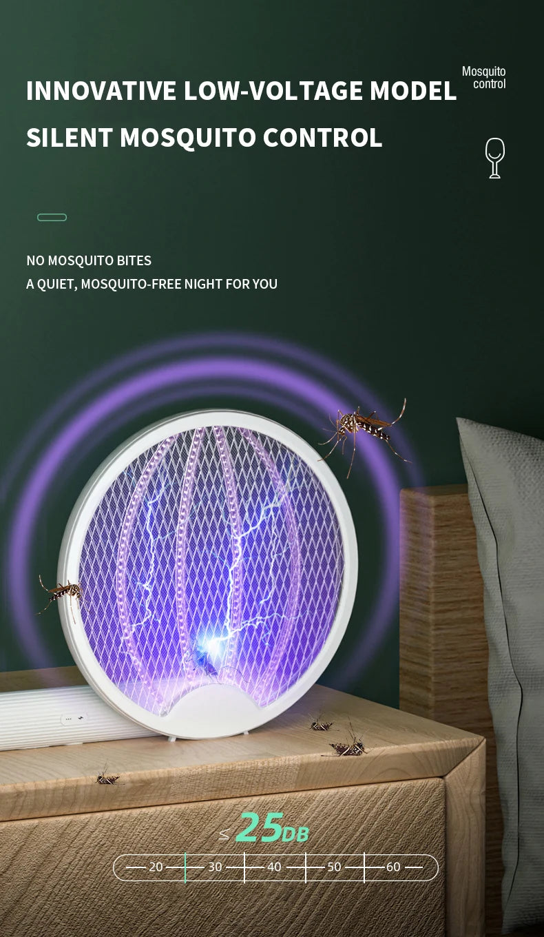 Clearance_Foldable Electric Mosquito Killer Fly Swatter Trap USB Rechargeable Mosquito Racket Insect Killer with UV Light Bug Za - ALPENZO