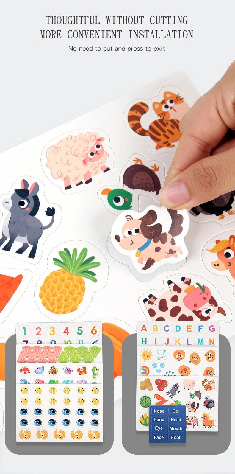 New Montessori Scene Stickers for Children DIY Hand-on Puzzle Reusable Books Cartoon Learning Cognition Toys for Kids Gift ALPENZO