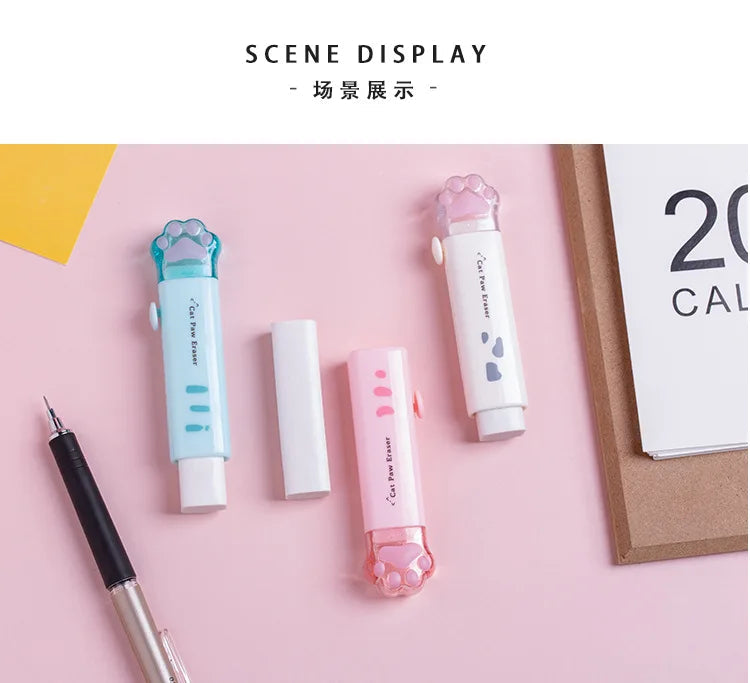 Kawaii Retractable Eraser Cute Cat Korean Stationery Rubber Drawing Erasers Children's school supplies Office ALPENZO