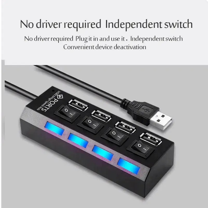 High Speed Usb Hub 2.0 Adapter Expander Multi Usb Splitter Multiple Extender Led Switch Lamp For Pc Laptop 4 Ports 7 Ports - ALPENZO