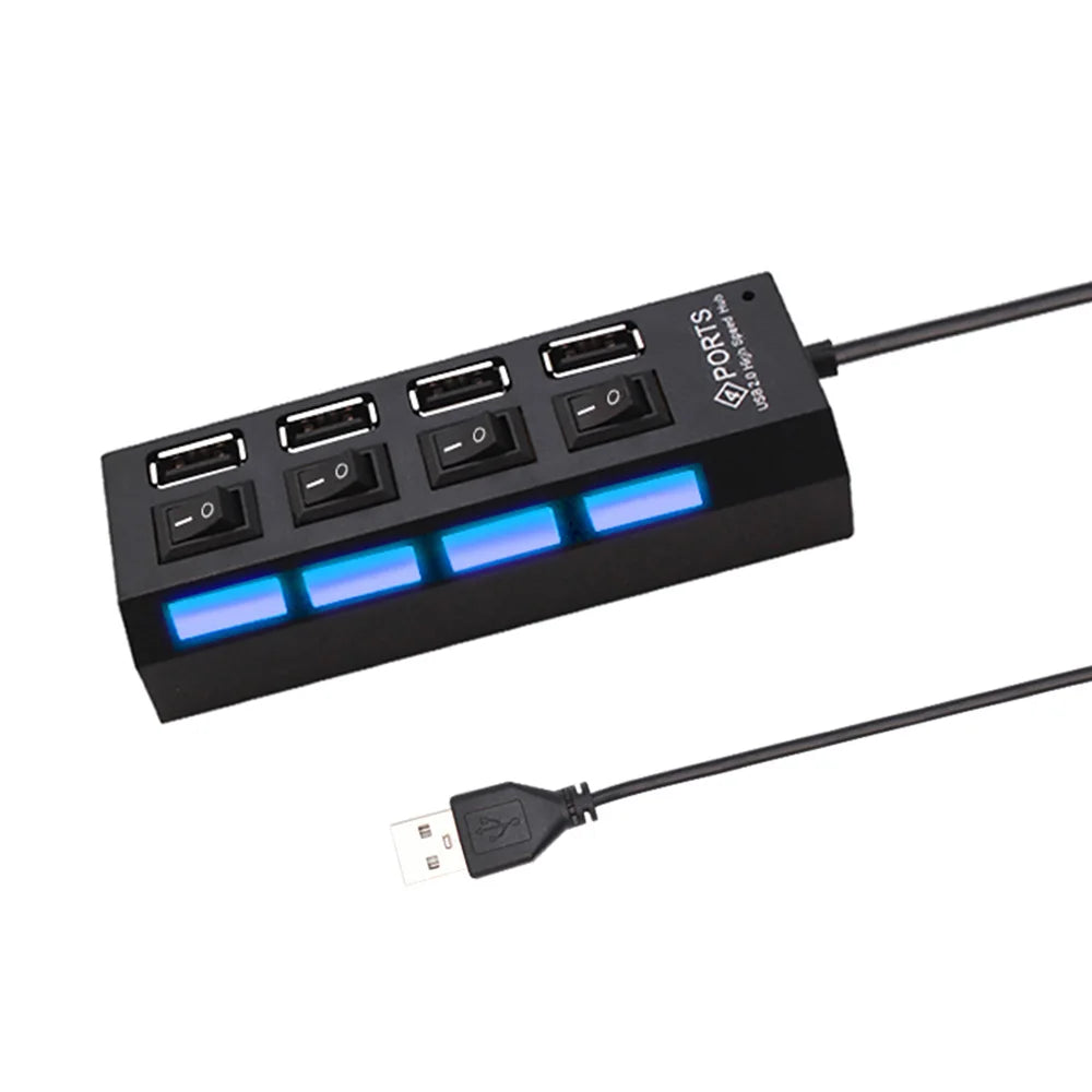 USB HUB USB Switch USB Hub 2.0 Adapter High Speed Multi 7 Ports Hub USB On/Off Switch Portable USB Splitter For Computer Laptop - ALPENZO