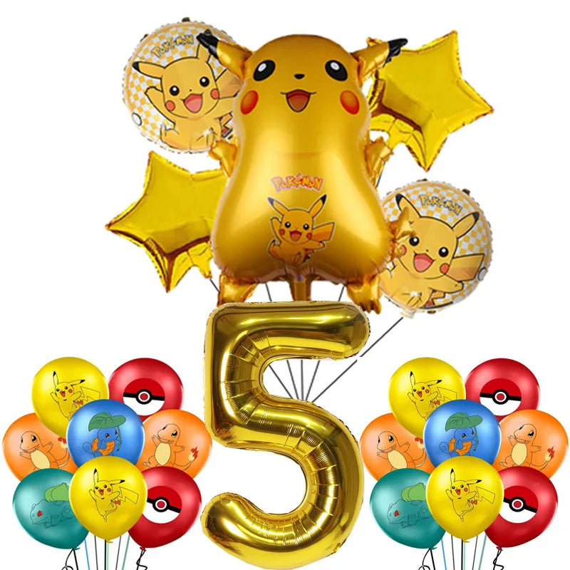 Cartoon Pikachu Theme Birthday Party Disposable Tableware Set Balloons Decorations Photo Props Background Pokemon Party Supplies ALPENZO