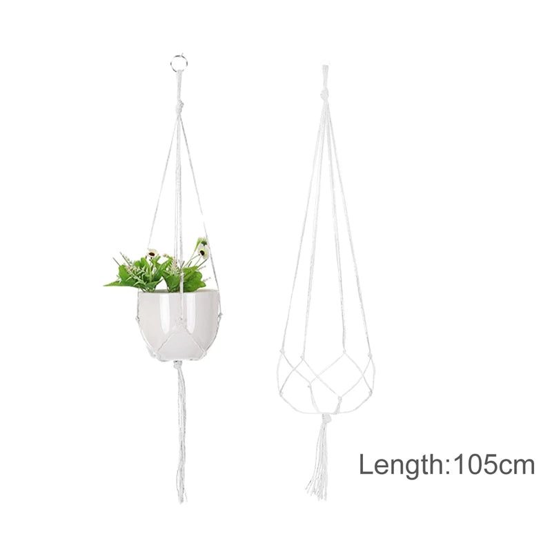 Hanging Plant Handmade Macrame Plant Hanger Flower Pot Planter Hanger Wall Decor Courtyard Garden Hanging Planter Hanging Basket - ALPENZO
