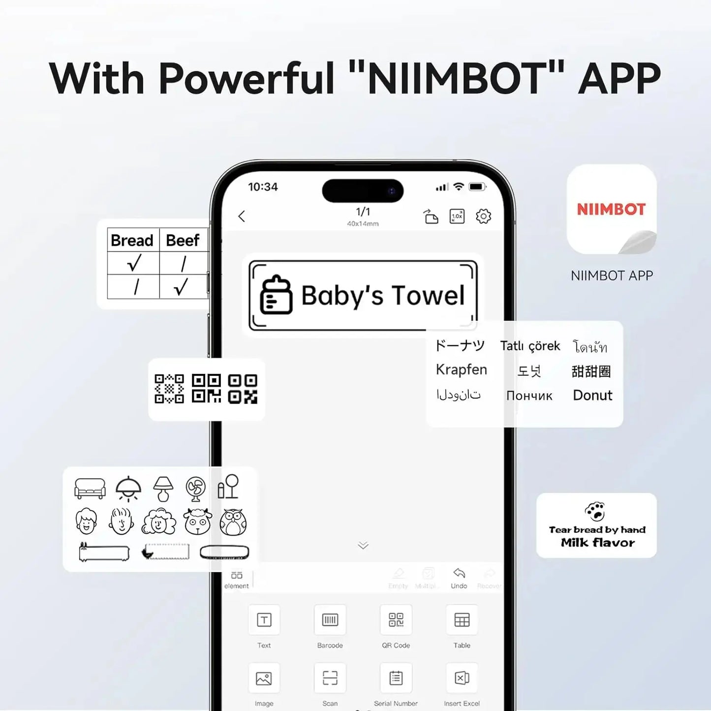 NIIMBOT B1 Portable Thermal Printer With Tapes 2 Inch Adhesive Label Machine Mini Bluetooth Sticker Maker Waterproof Labels Roll - ALPENZO