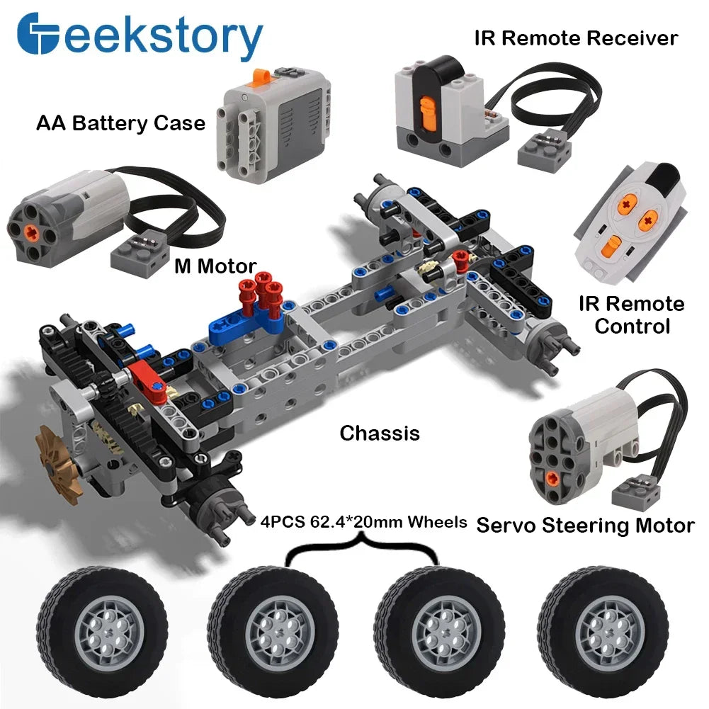 4WD RC Car Chassis Electric Set Four-Wheel Drive Technical Chassis Bricks IR Remote Reciever MOC Building Blocks for legoeds ALPENZO