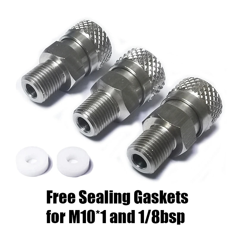 HPA Air Quick Disconnect Male Female Adaptor 8mm Fill Nipple High Pressure 1/8NPT 1/8BSP M10*1 M8*1 Stainless Steel