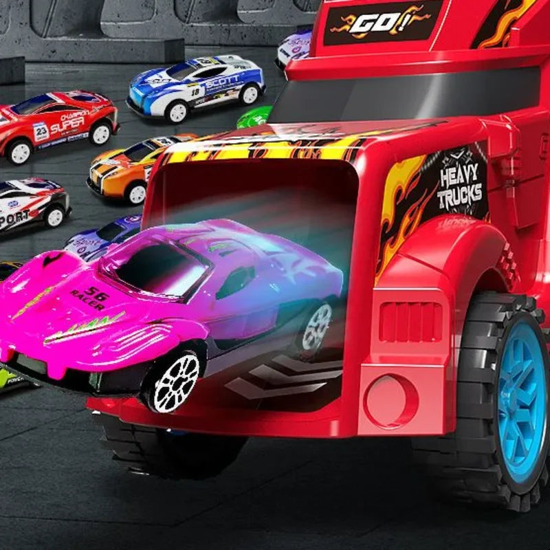 Large Kid Truck Deformation Transporter Car Toys Models Educational Model Folding Track Racing Vehicle Boys Girls Birthday Gift ALPENZO